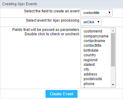 Selecting a field of the ajax event