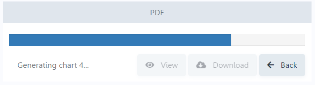 Exemplo da barra de progresso com a opção gerar PDF diretamente habilitada
