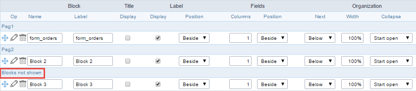 Application Block Display configuration