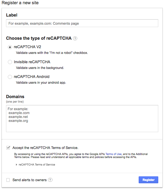 Google's API ReCaptcha homepage