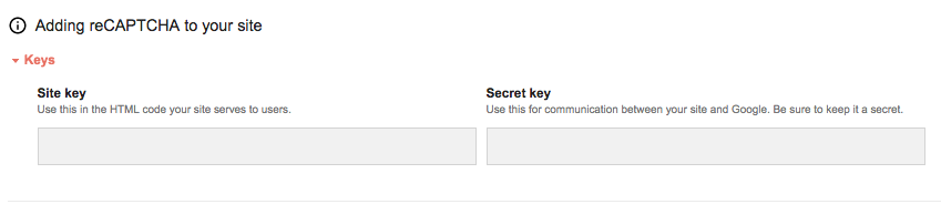API's key and Secret Key reCATPCHA