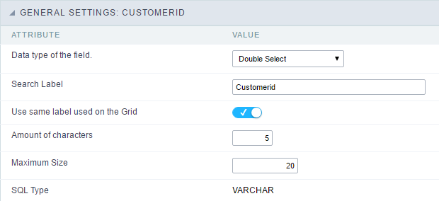 Double Select field Configuration Interface.