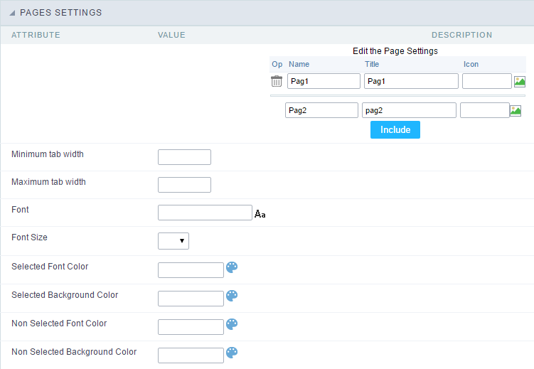 Pages Configuration Interface.