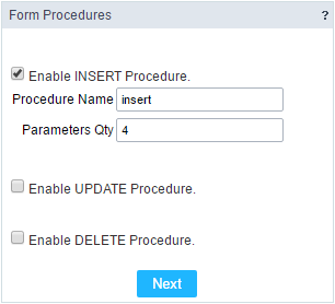 Defining parameters for the Procedure.