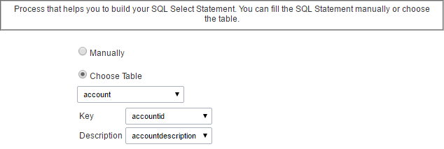 Informing the select command based in a table.