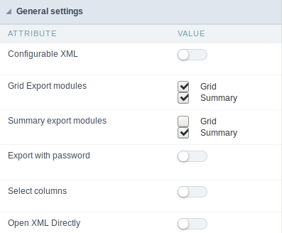 General Settings do XML