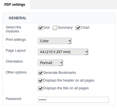 Export with password