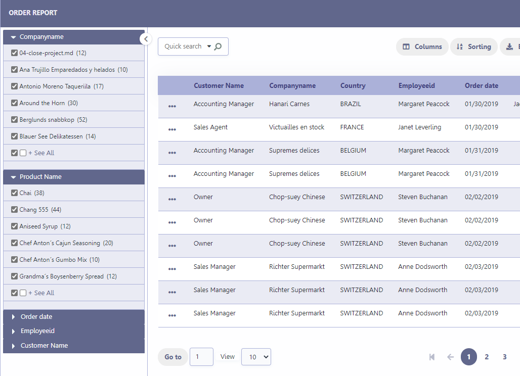 Grid application running with refined search activated