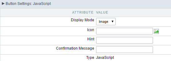 Setting up the Image Display mode for the javascript button.
