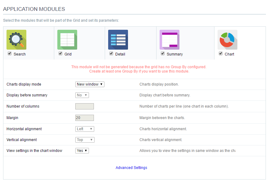 Grid Chart settings