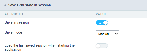 Options for saving grid in session