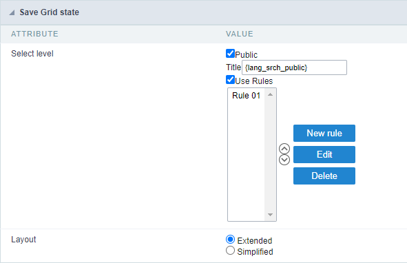 Save Grid option settings