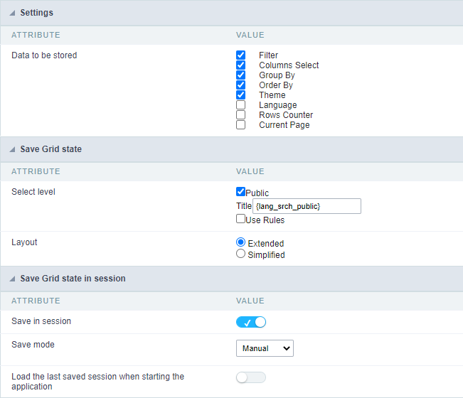 Save Grid Settings