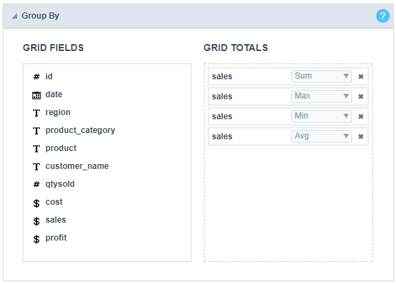 Total fields interface.