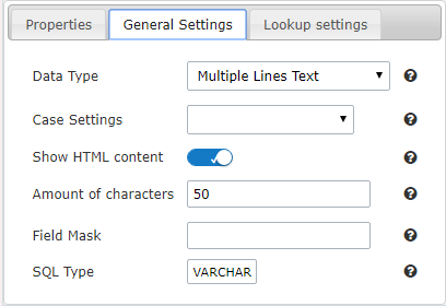 General setting of text fields