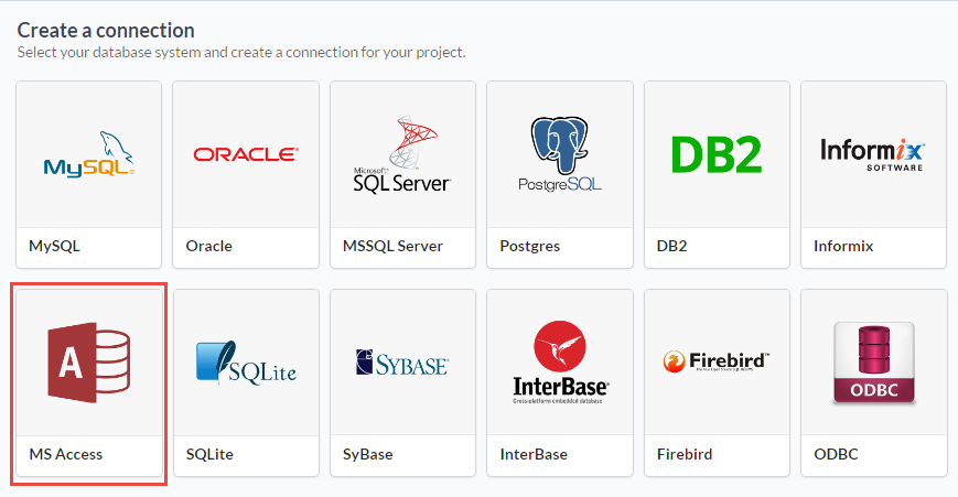 Selecting the MS Access connection