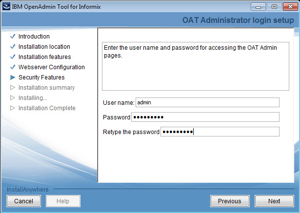 Setting the OAT password.