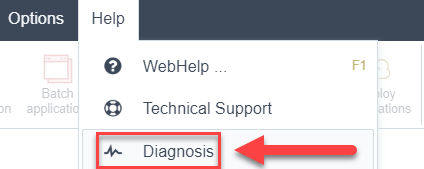 Accessing diagnosis - Help Menu