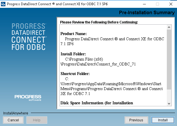Installing the Progress OpenEdge ODBC Connector.