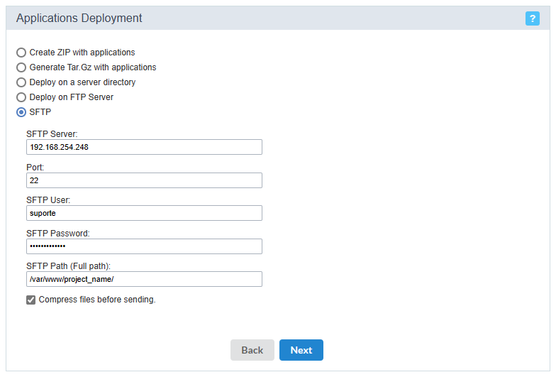 Select the SFTP method