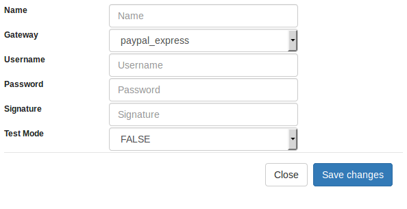 Sending configuration using PayPal API