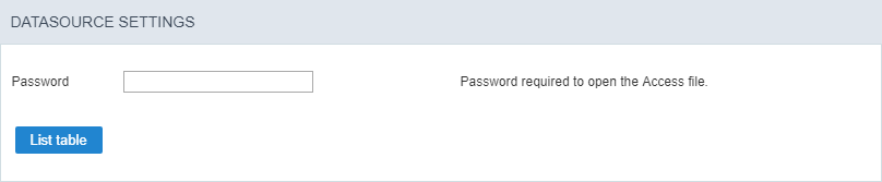 Table Passwords