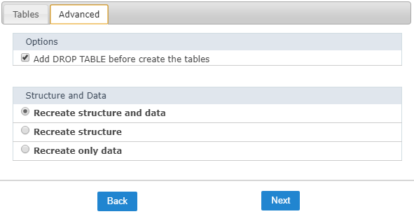 Advanced Configuration for the script creation