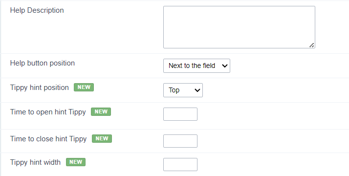 Help display type configuration interface.