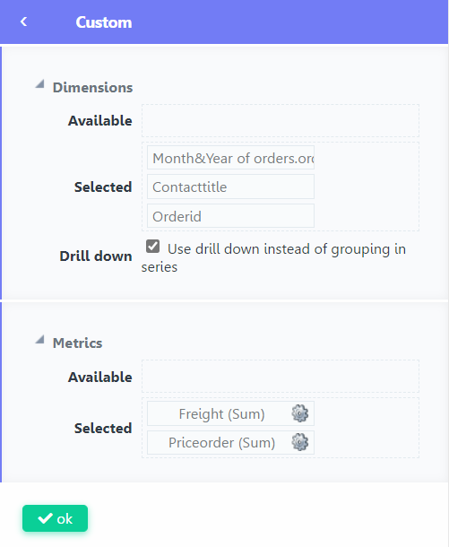 Example of graphic setup screen on mobile device