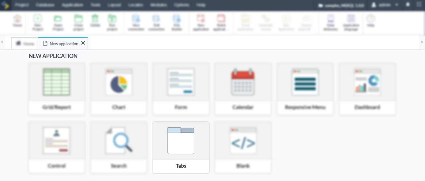 List of applications that can be created.
