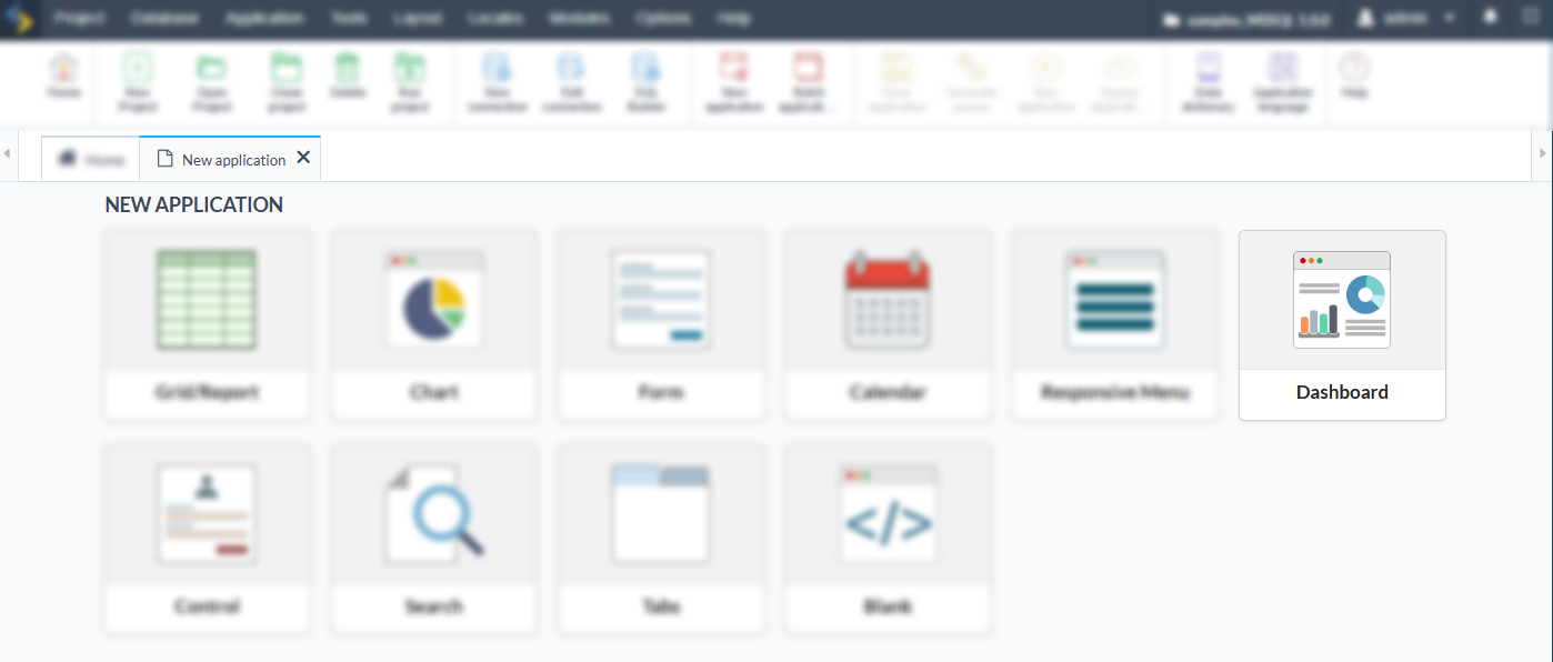 List of applications that can be created.