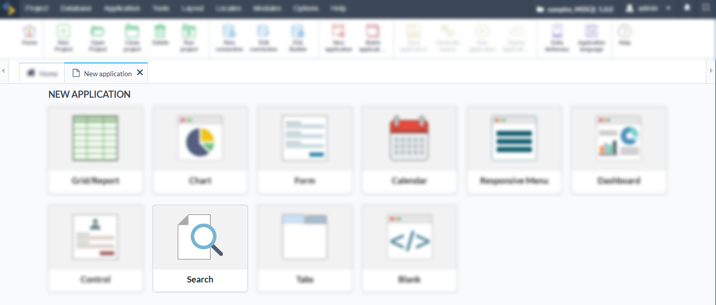 List of applications that can be created.