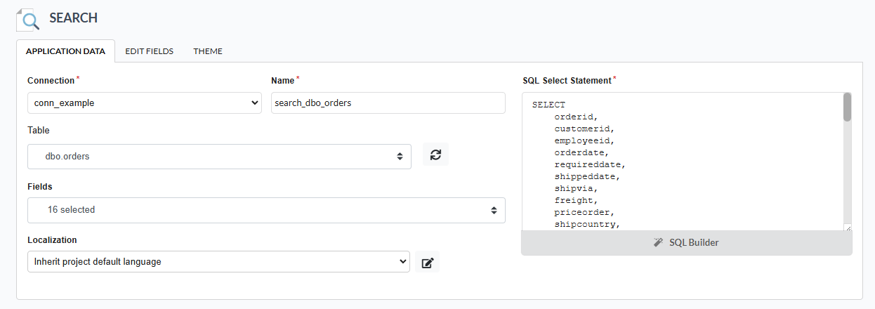Required fields for creating applications