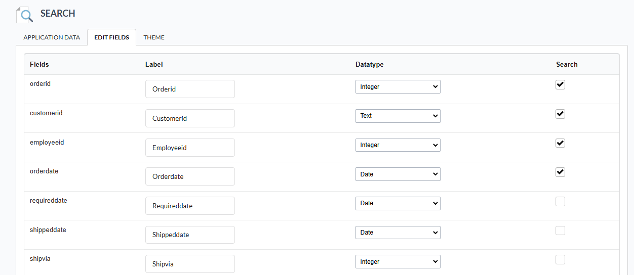 List of fields in the grid creation process