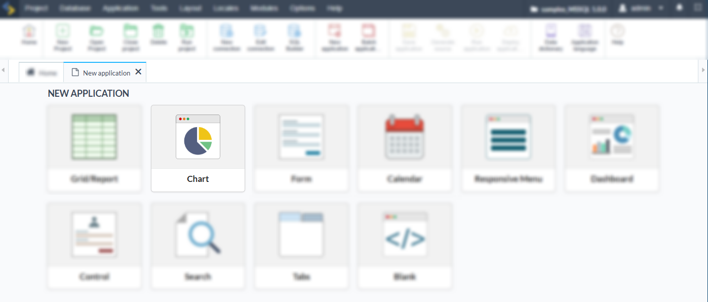List of applications that can be created.