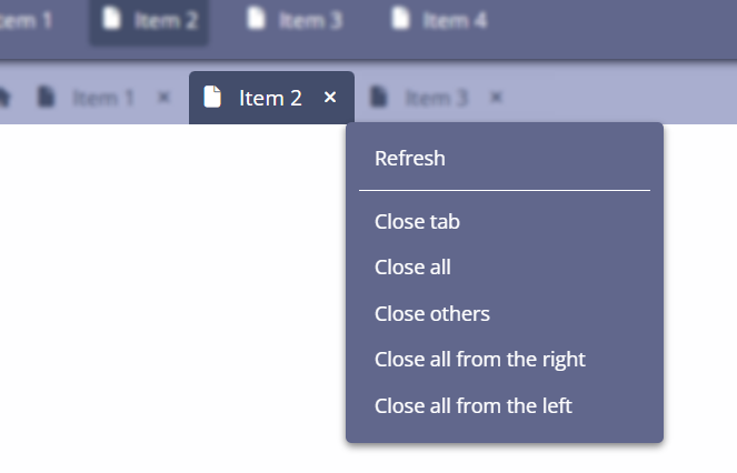 Application with tab context menu.