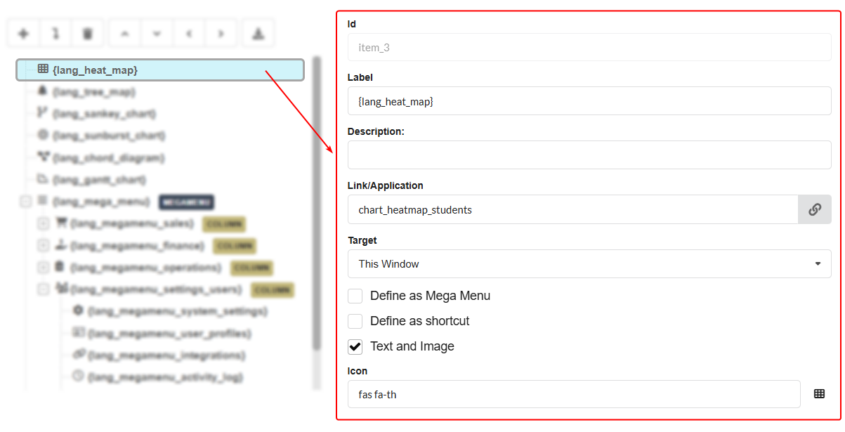 Menu Configuration Interface.