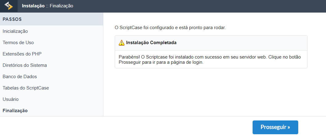 Finish screen of installation