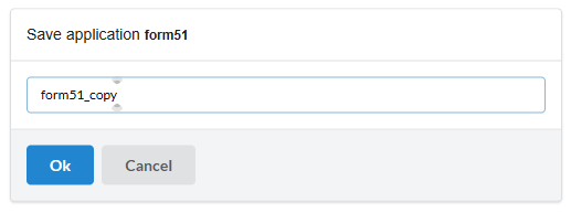 Copy application screen, field to define the new application's name