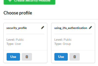 List of saved profiles