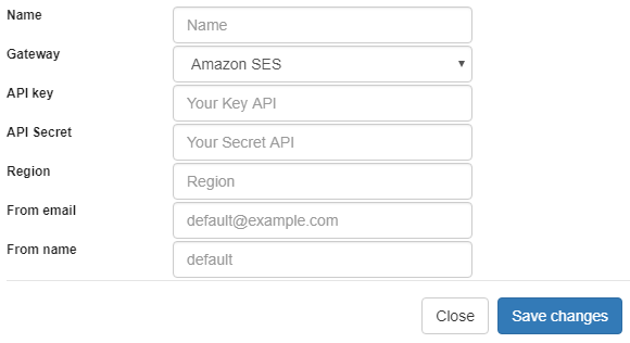 Configuração de envio