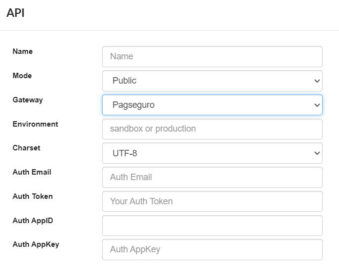 Payment configuration using Pagseguro API