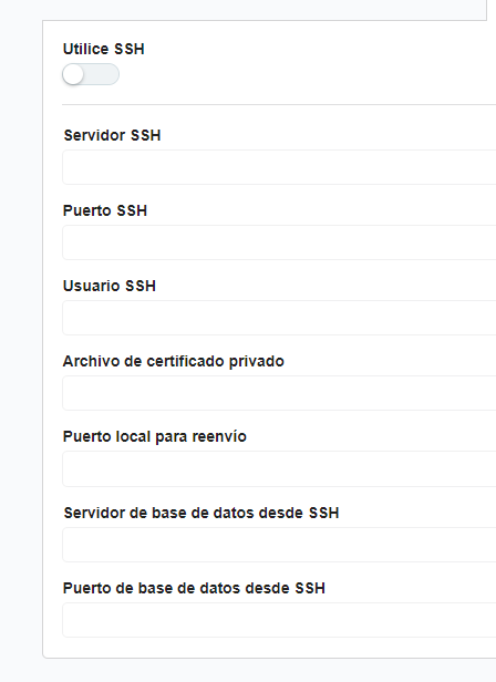 Configuración de conexión SSH a la base de datos