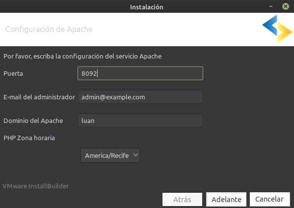 Configuração do Apache da instalação