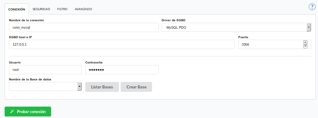 Database connection details