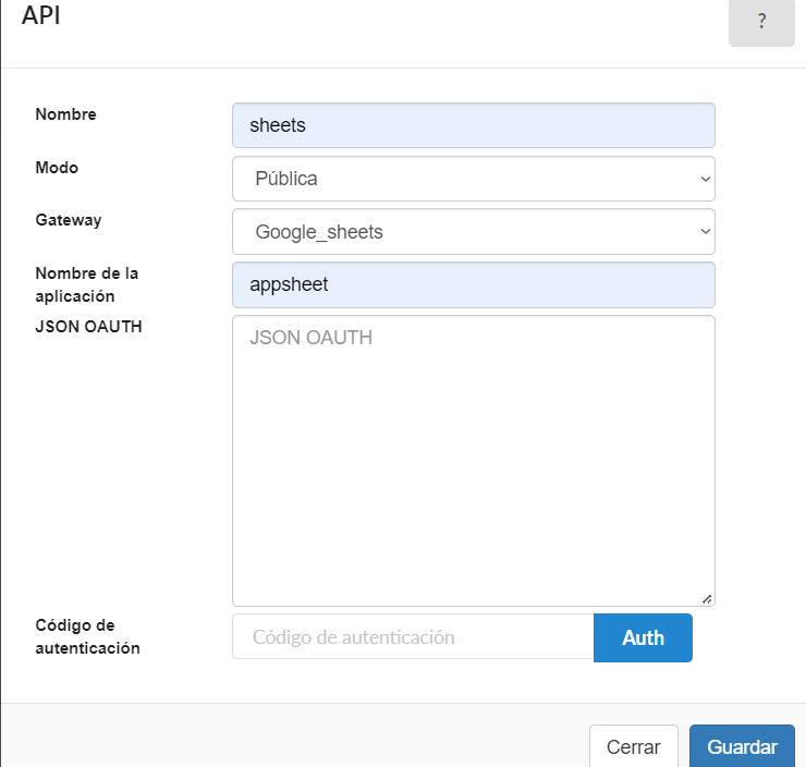 Api google sheets