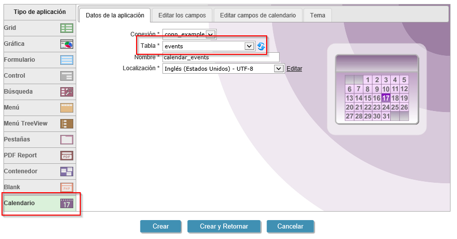 scriptcase calendar remove agenda button