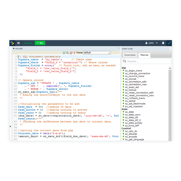 Macros de Scriptcase