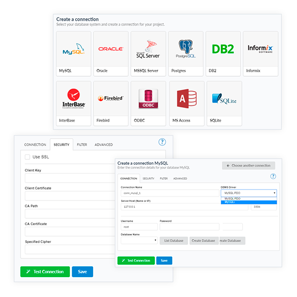 Access to various DBMS