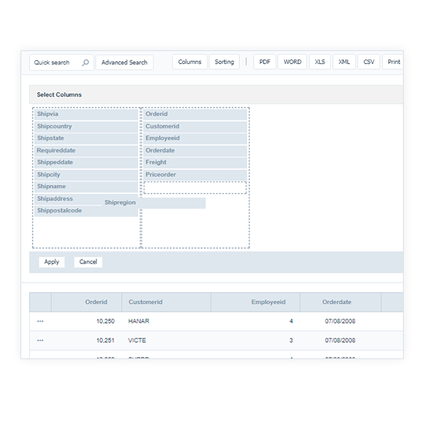 Dynamic Columns Configuration